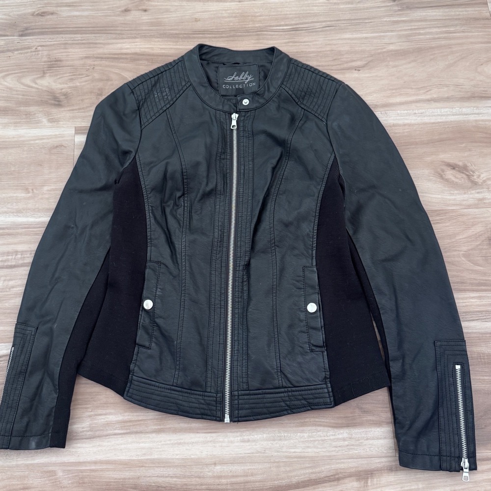 Sebby Collection Womens Black Faux Leather Moto Jacket‎ Ribbed Sides M
Y2K a3